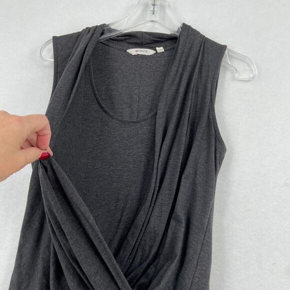 Athleta Duet Wrap Surplice Dress Size S Gray Sleeveless Stretch Knit Bodycon - Picture 4 of 13